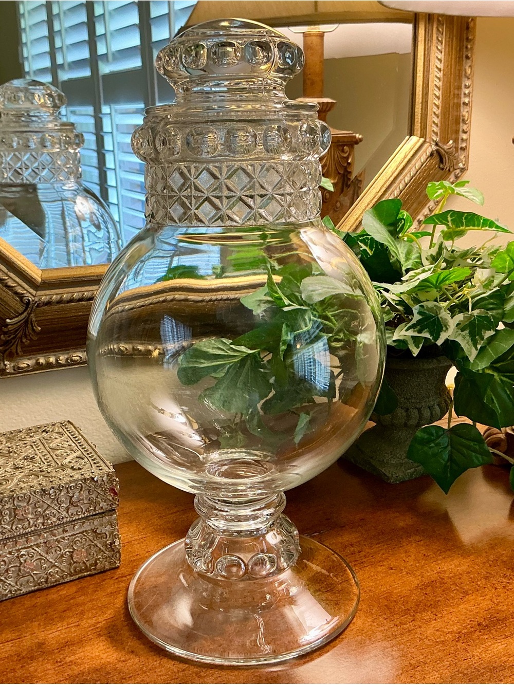 Vintage Tiffin Franciscan Dakota Glass Apothecary Candy Jar